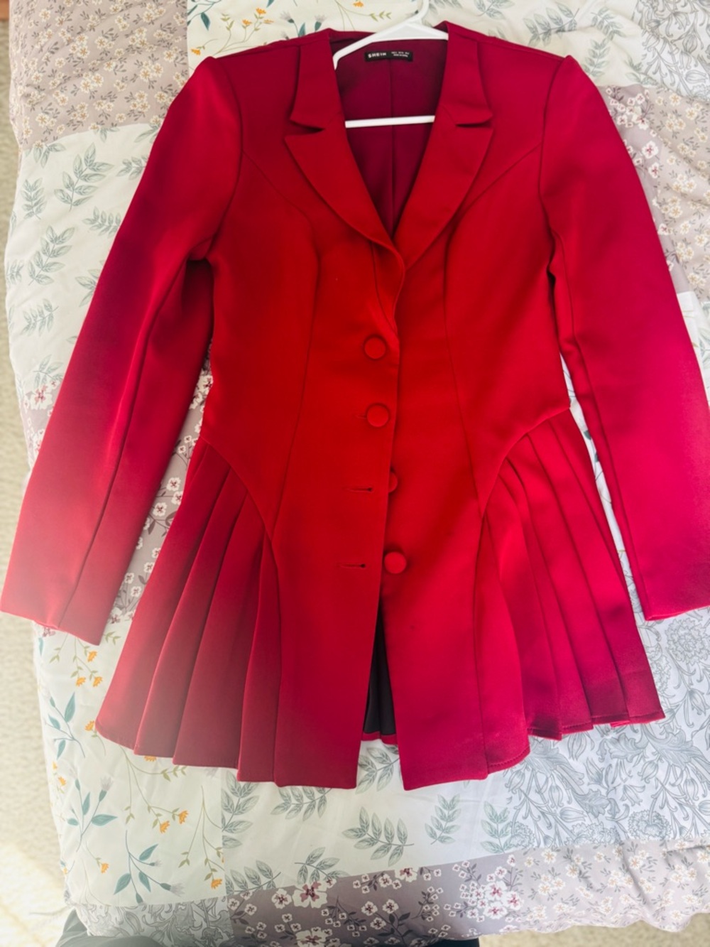 Tahari Crimson Pleated Peplum Blazer Jacket